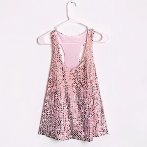 Vintage Y2K Baby Pink Sequin Tank Top